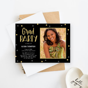 Fun Confetti Photo Graduation Party Invitation
