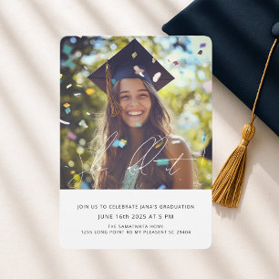Fun Confetti Photo Graduation Party M Invitation