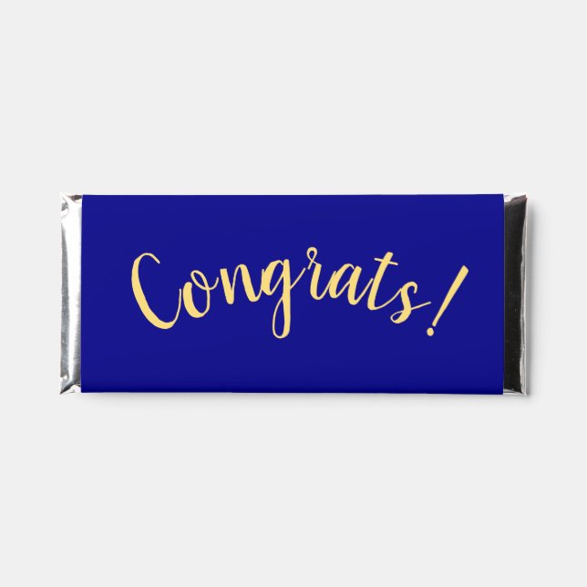 Fun CONGRATS! Text Deep Royal Blue Background Hershey Bar Favors (Front)