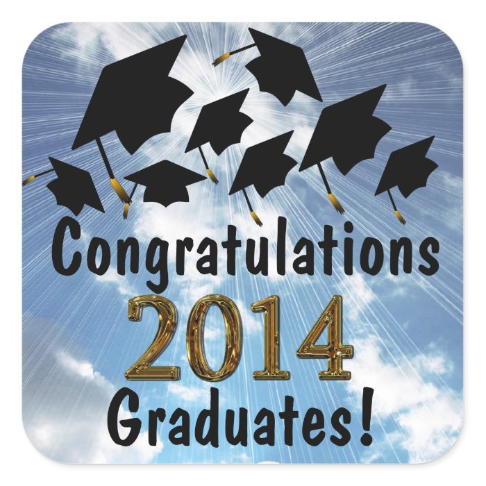 Fun Congratulations 2014 Graduates Caps Stickers