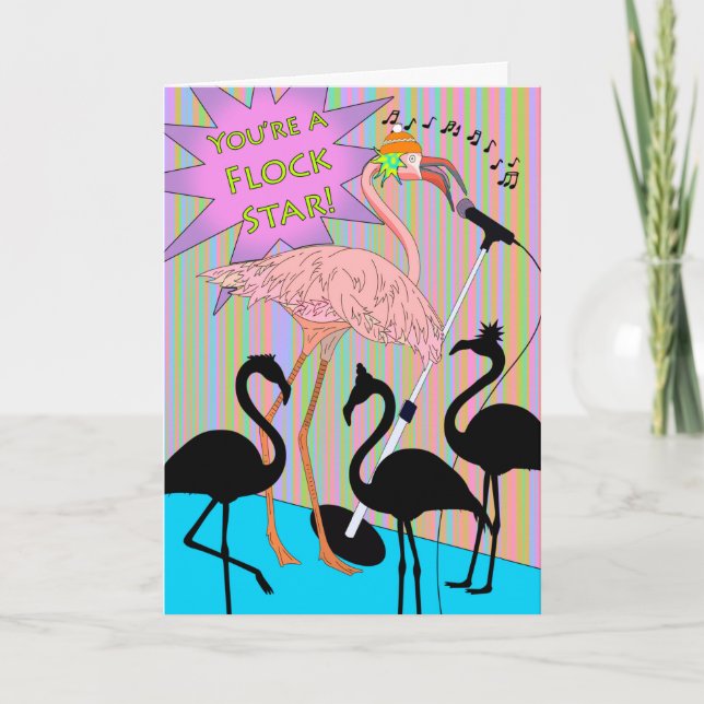 Fun Congratulations on Your Audition Flamingo Song Card (Front)
