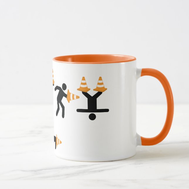 Fun Construction Worker Road Traffic Cone Mug (Right)