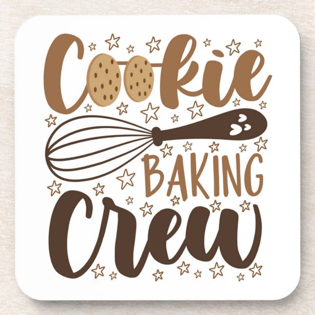 Fun Cookie Baking Crew Design Beverage Coaster (Front)