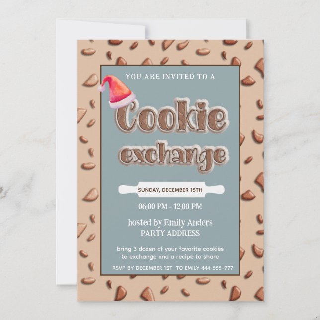 Fun Cookie exchange Christmas party Invitation (Front)