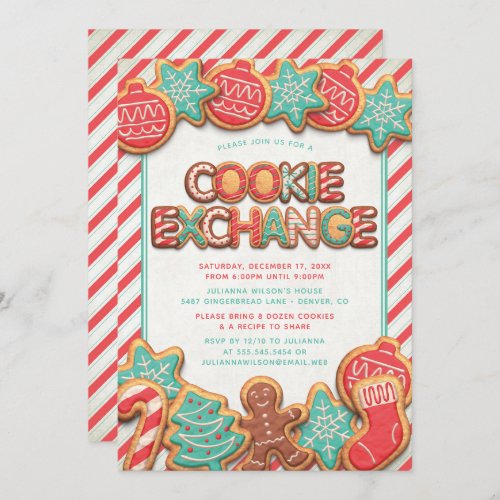 Fun Cookie Exchange Holiday Party  Invitation