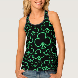 Fun Cool and Unique Pattern of Neon Shamrocks Tank Top