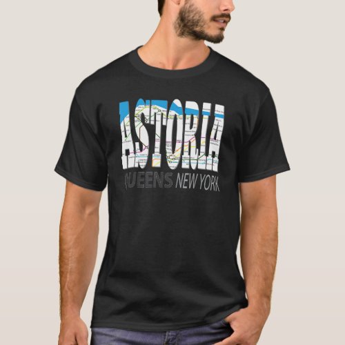Fun Cool Astoria Queens New York with Subway Map T_Shirt