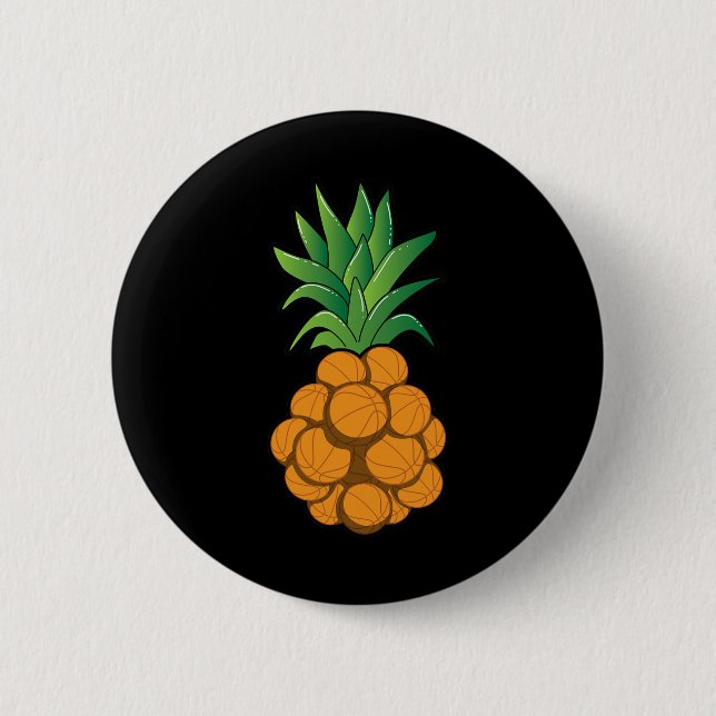 Fun cool basketball pineapple design - graphic art button (Front)