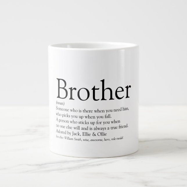 Fun Cool Black and White Best Brother Definition Giant Coffee Mug (Front)