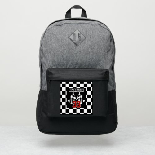 Fun Cool Black And White Checkered Flag Pattern Port Authority Backpack