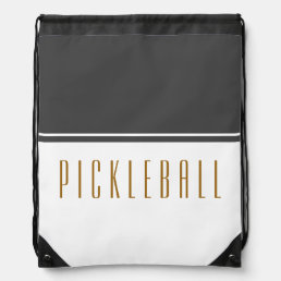 Fun Cool Bold Gray Color Block PICKLE BALL Text Drawstring Bag