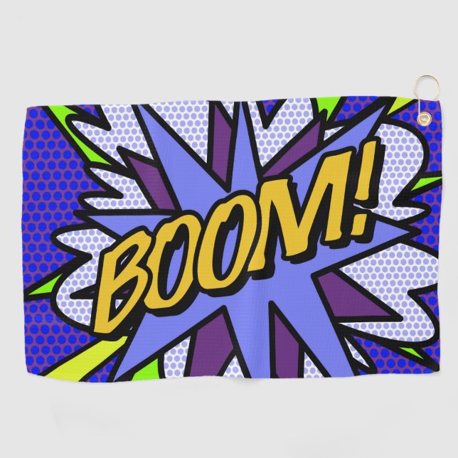Fun Cool BOOM Comic Book Superhero Golf Towel (Horizontal)