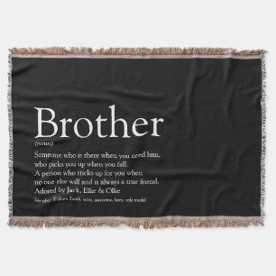 Fun Cool Brother Modern Black and White Throw Blanket
