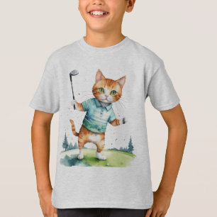 Fun Cool Cat Golfer Golfing Animal Humor T-Shirt