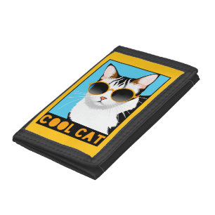Fun Cool Cat Trifold Wallet