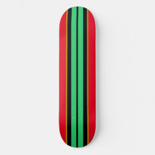Fun Cool Colorful Mint Green Red Racing Stripes Skateboard