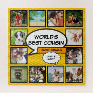 Fun Cool Cousin Modern Comic Book Photo Collage Jigsaw Puzzle