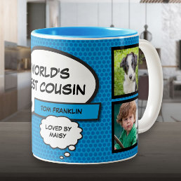 Fun Cool Cousin Modern Photo Collage Two-Tone Coffee Mug