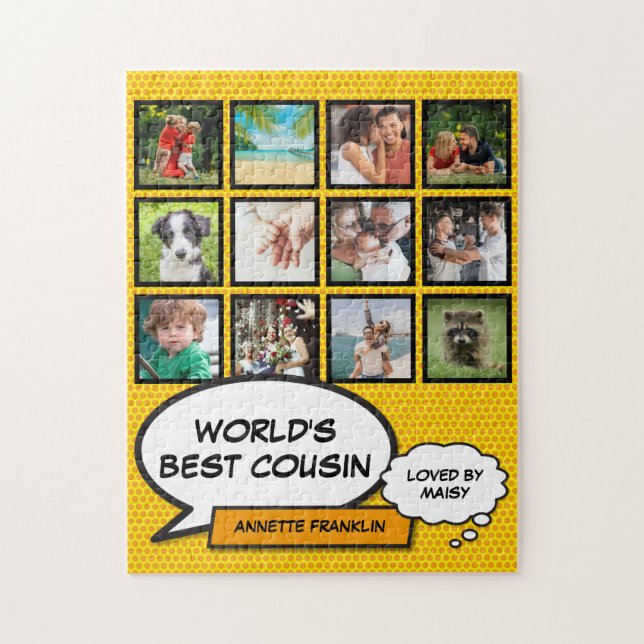 Fun Cool Cousin Photo Collage Modern Comic Jigsaw Puzzle (Vertical)