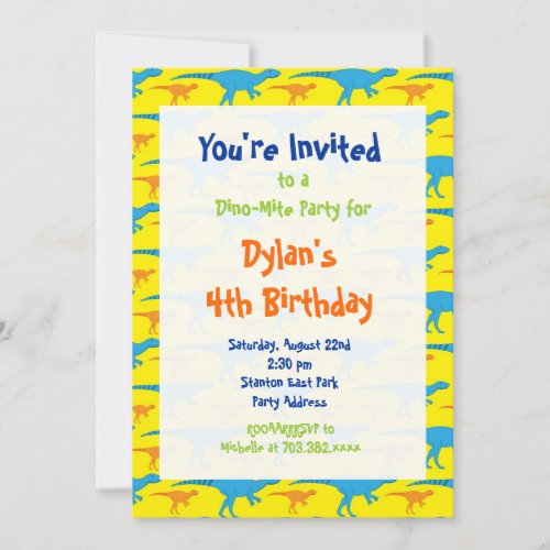 Fun Cool Dinosaur Birthday Party Invitations