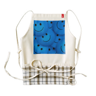 Fun Cool Happy Blue Smiley Faces Zazzle HEART Apron
