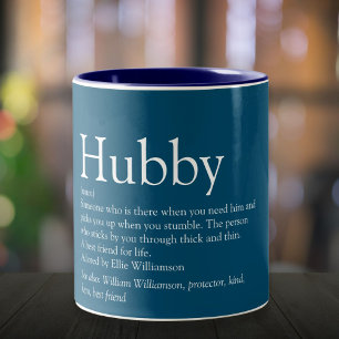 Fun Cool Hubby Husband Definition Quote Blue Two-Tone Coffee Mug