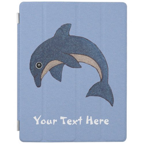 Fun cool Jumping Dark Blue Dolphin White Sparkles iPad Smart Cover