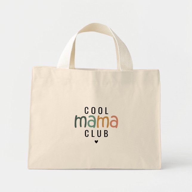 Fun Cool Mama Club, Mom Gift Mini Tote Bag (Front)