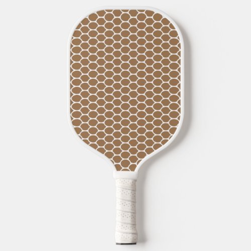 Fun Cool Mocha White Oval Honeycomb Pattern Pickleball Paddle