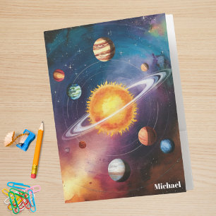 Fun,cool Outer Space,Planets,Sun, Colorful,Custom Pocket Folder