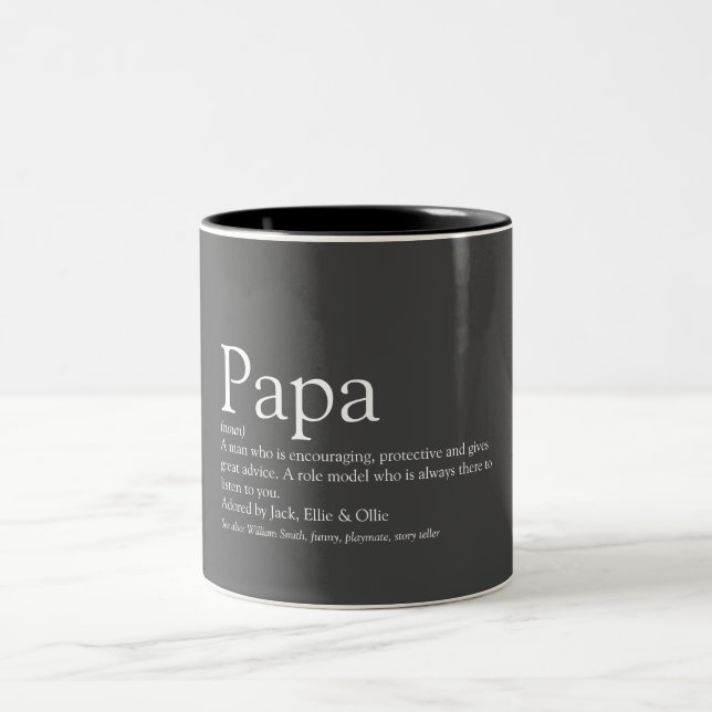 Fun Cool Papa Definition Quote Two-Tone Coffee Mug (Center)