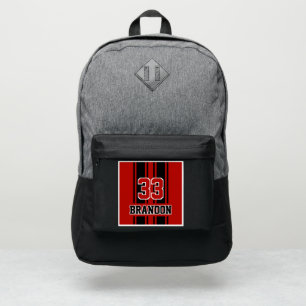 Fun Cool Red And Black Auto Race Sport Stripes Port Authority® Backpack