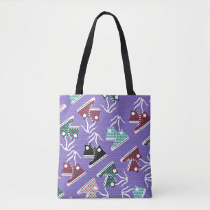 Fun Cool Retro Colorful Sneaker Cartoon Pattern Tote Bag