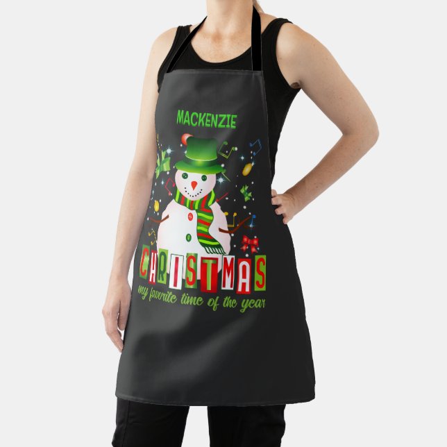Fun Cool Snowman Christmas Favorite Time of Year Apron (Insitu)