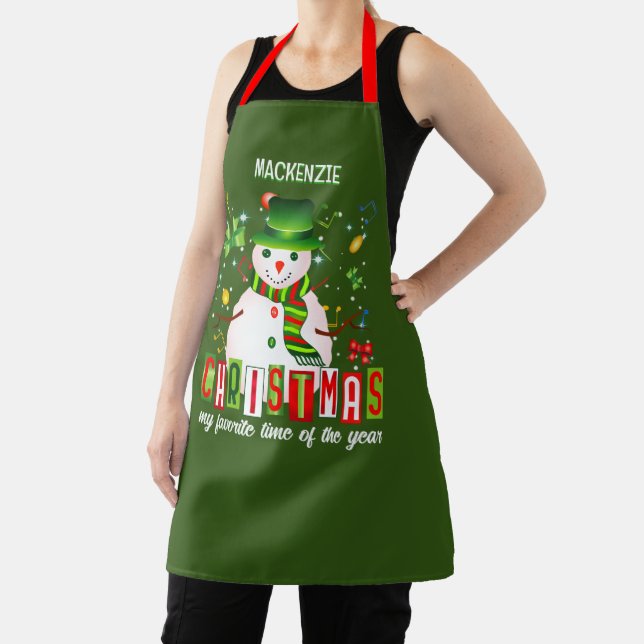 Fun Cool Snowman Christmas Favorite Time of Year Apron (Insitu)