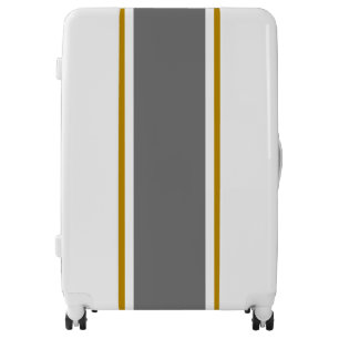Fun Cool Sporty Gray Brown White Racing Stripes Luggage