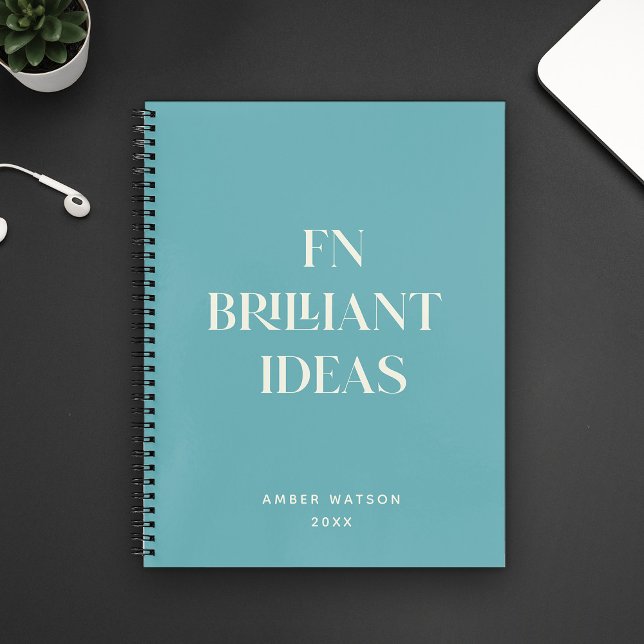 Fun Cool Teal Custom Name Brilliant Ideas Planner  Notebook (Creator Uploaded)