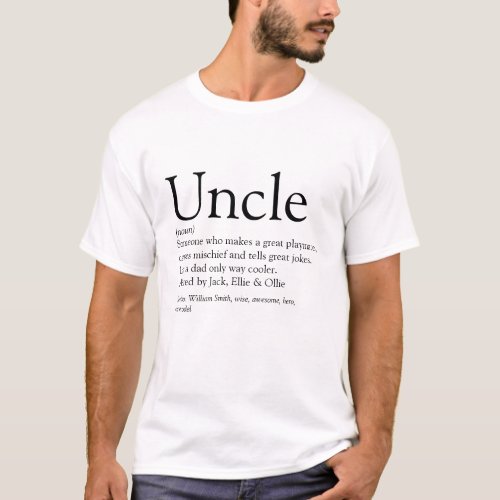 Fun Cool Uncle Definition Saying T_Shirt