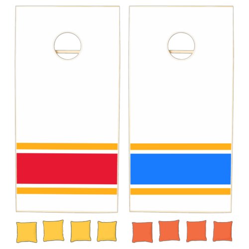 Fun Cool White Bold Bright Blue Red Yellow Stripes Cornhole Set