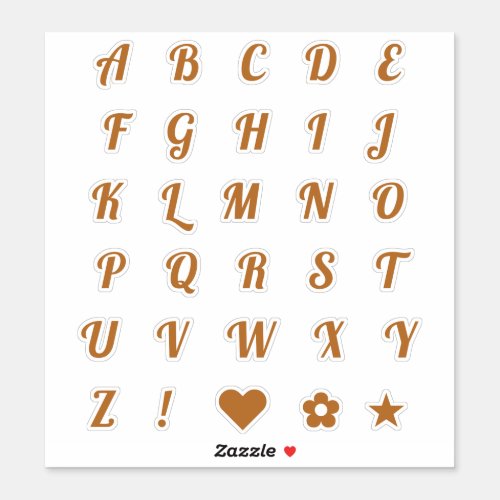 Fun Copper Font Alphabet Initial Monogram Letters Sticker