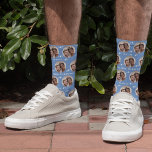 Fun Cornflower Blue Newlywed Couple Photo Pattern Socks<br><div class="desc">These fun cornflower blue newlywed couple photo pattern wedding socks feature the couple's photo and white hearts in an offset pattern and their names and wedding date! These are perfect for the groom as he walks down the aisle, as a bridal party favor, or as a bridal or couple's shower...</div>