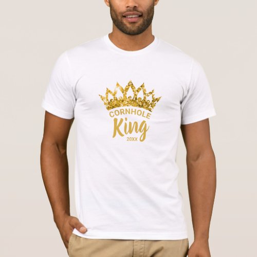 Fun Cornhole King Gold Crown Custom T_Shirt