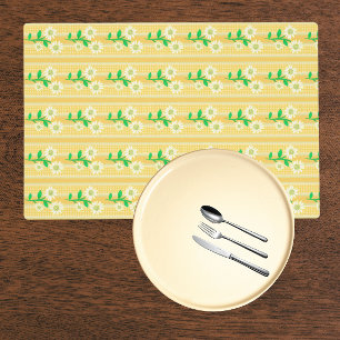 Fun Cottage Green Yellow White Flowers Laminated Placemat