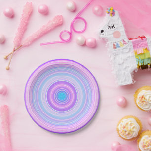Fun Cotton Candy Colored Party  Paper Plates
