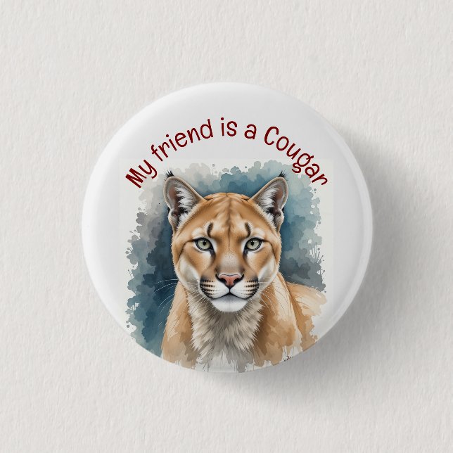  Fun Cougar Over the Hill Birthday Party Guest Button (Front)