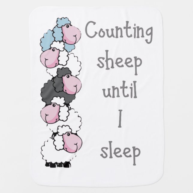 Fun Counting Sheep Until I Sleep Quote Baby Blanket (Front)