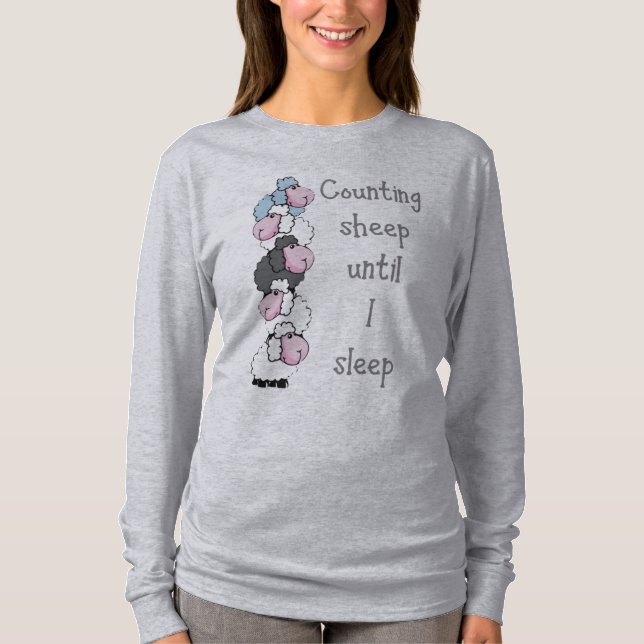 Fun Counting Sheep Until I Sleep Quote T-Shirt (Front)