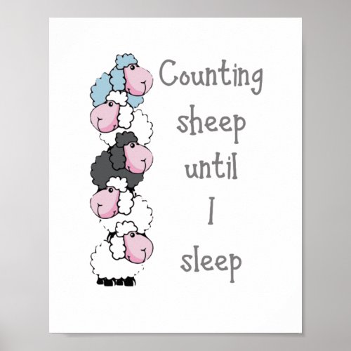 Fun Counting Sheep Until I Sleep Quote Toddler Poster