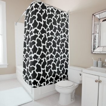 Fun Country Cow Pattern Black And White  Shower Curtain by idesigncafe at Zazzle
