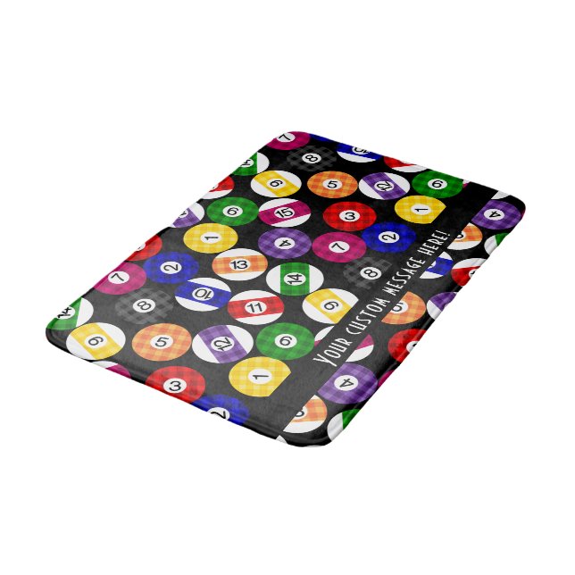 Fun Country Style Checkered Billiards Pattern Bathroom Mat (Angled)